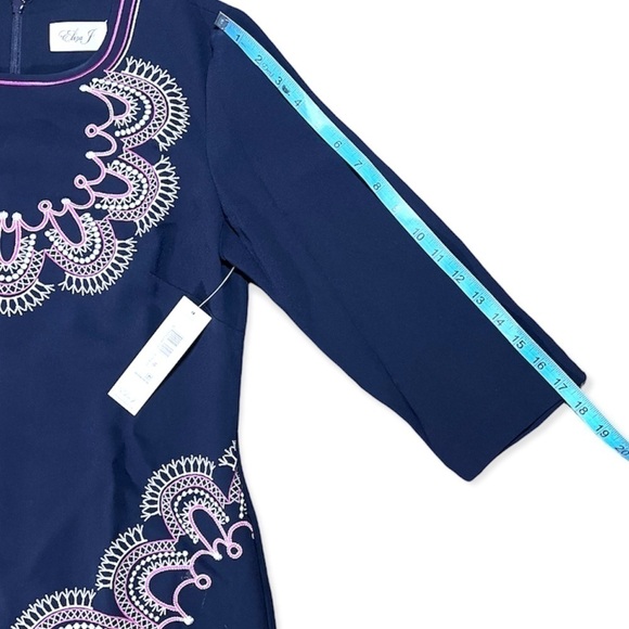 NWT Eliza J Navy and Purple Embroidered Shift Dress sz 10 - Picture 12 of 15